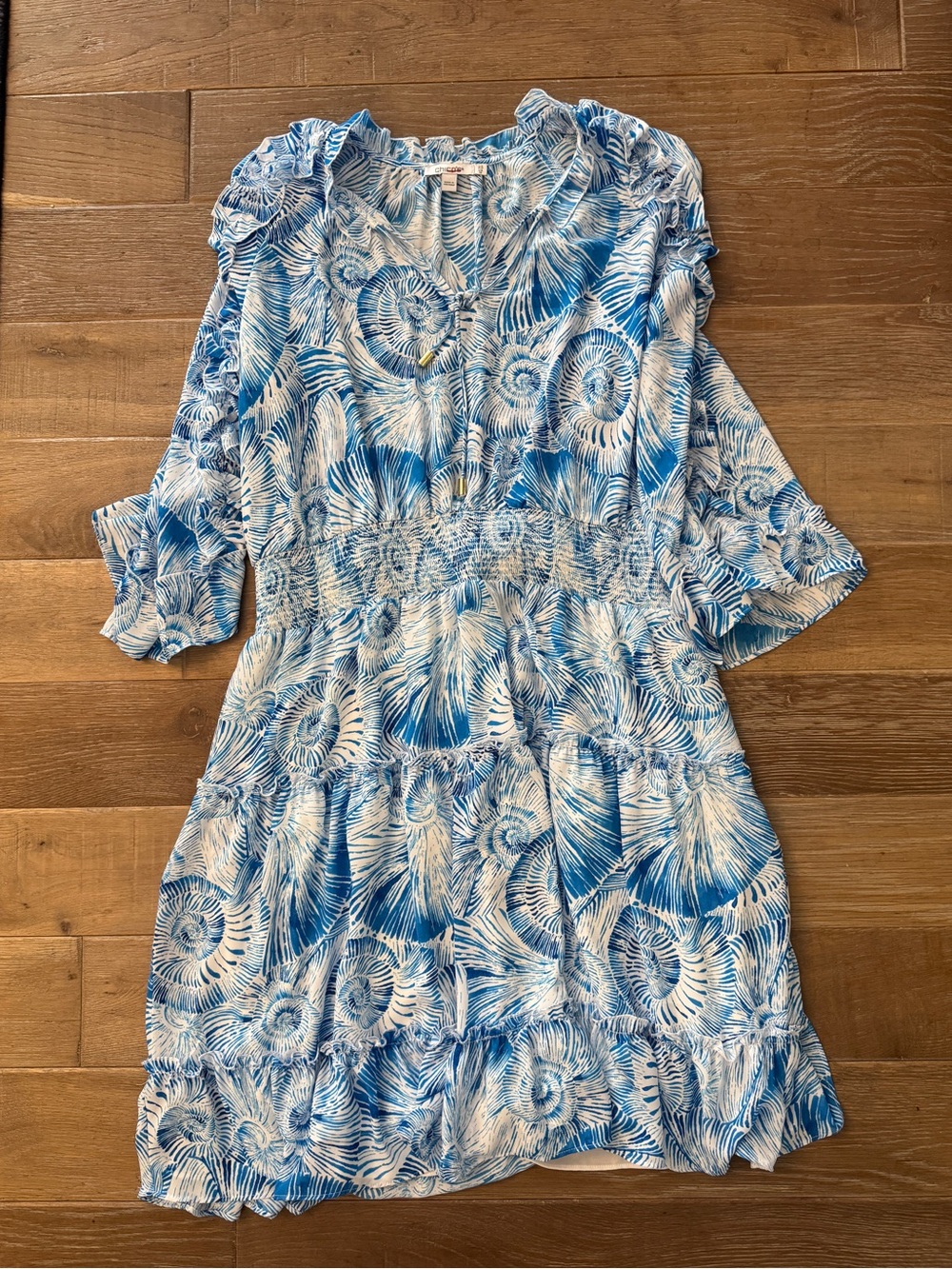Chico’s Blue Patterned Stretch Waist Women’s Dress